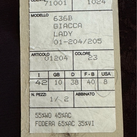 Vintage Tous Les Jours Blazer Jacket Made in Italy Lama Wool Size 8 NWT - Picture 13 of 16